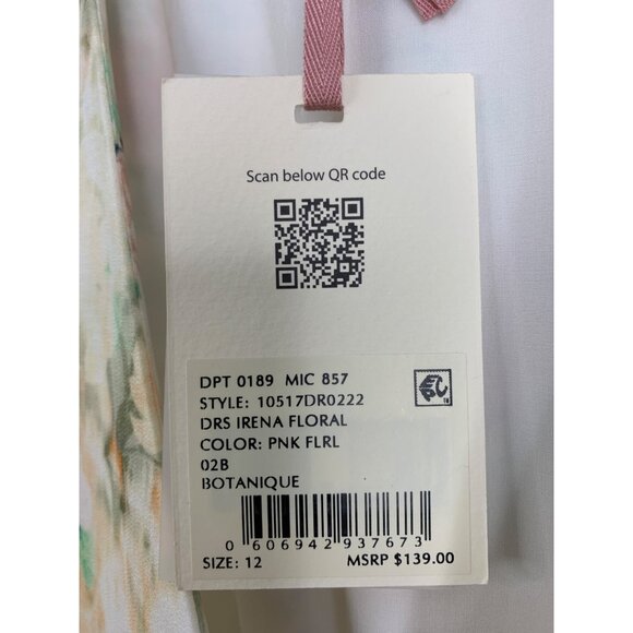 Alex Marie Pink Floral Wrap Midi Dress Tiered Puff Short Sleeves Sz 12 RD10175 - Picture 5 of 11